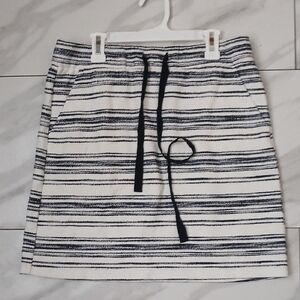 LOFT Womens Navy and White Striped Knit Drawstring Mini Skirt